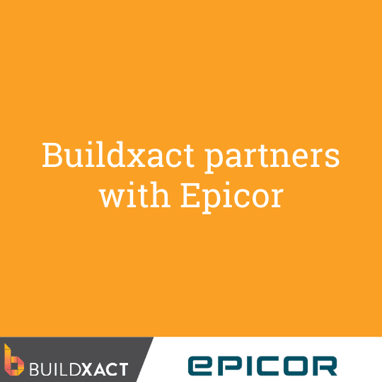 A banner image announcing Epicor's integration with Buildxact