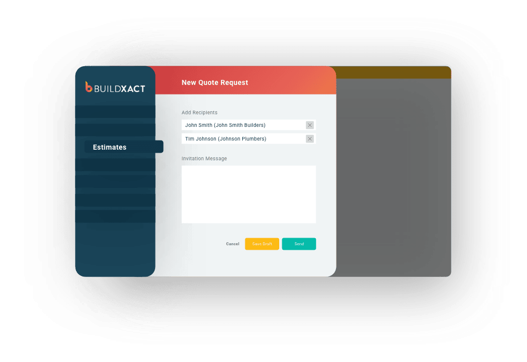 A stylised look at the RFQ function in Buildxact