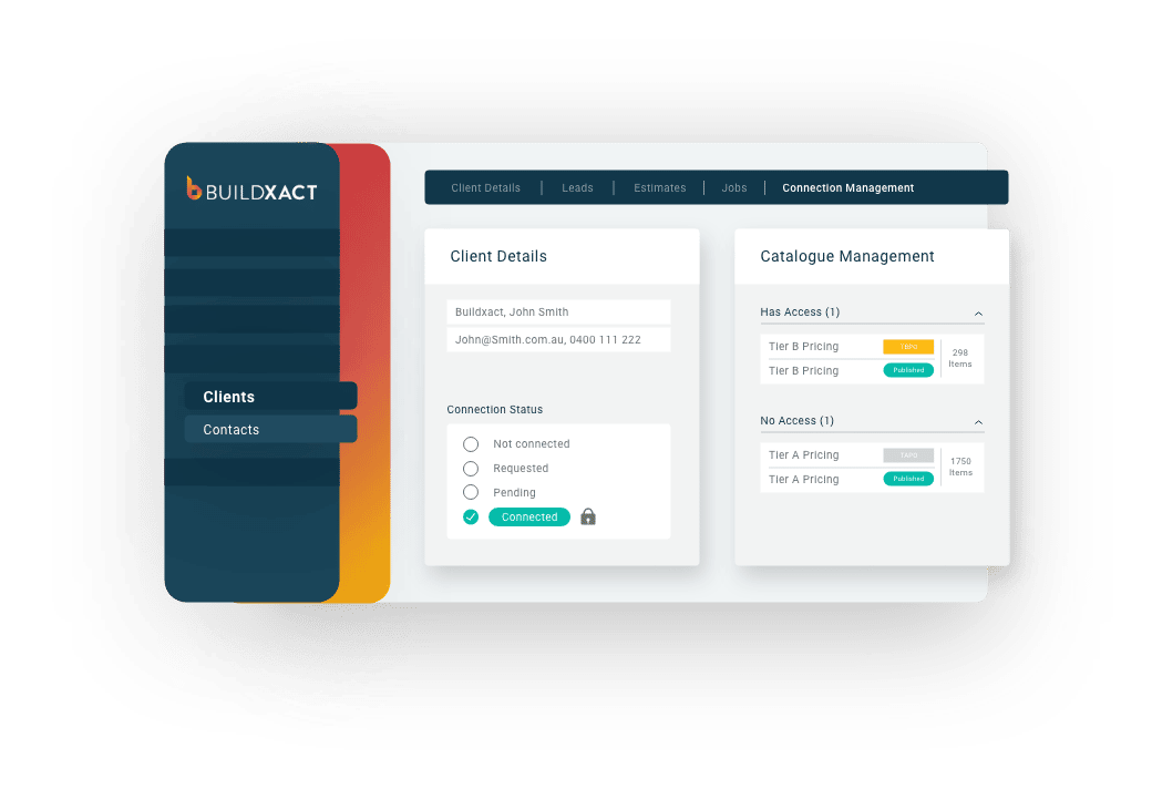 A stylised look at the supplier catalogue management screen in Buildxact