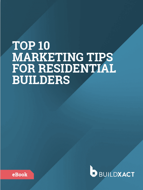 A cover image of our eBook with 10 tips to market a residential construction business