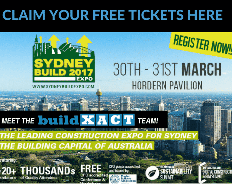 A banner about Buildxact's attendance at Sydney Build 2017