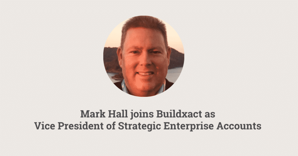 A banner image to inform Buildxact's hiring of Mark Hall