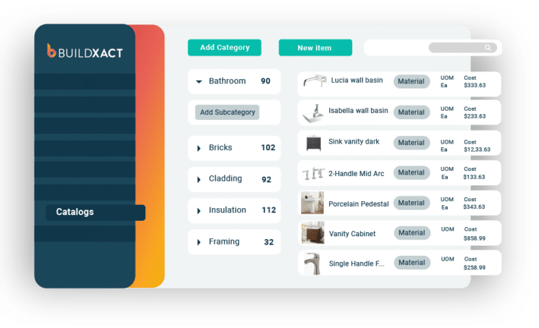 Supplier material prices are displayed in the Buildxact estimate tool