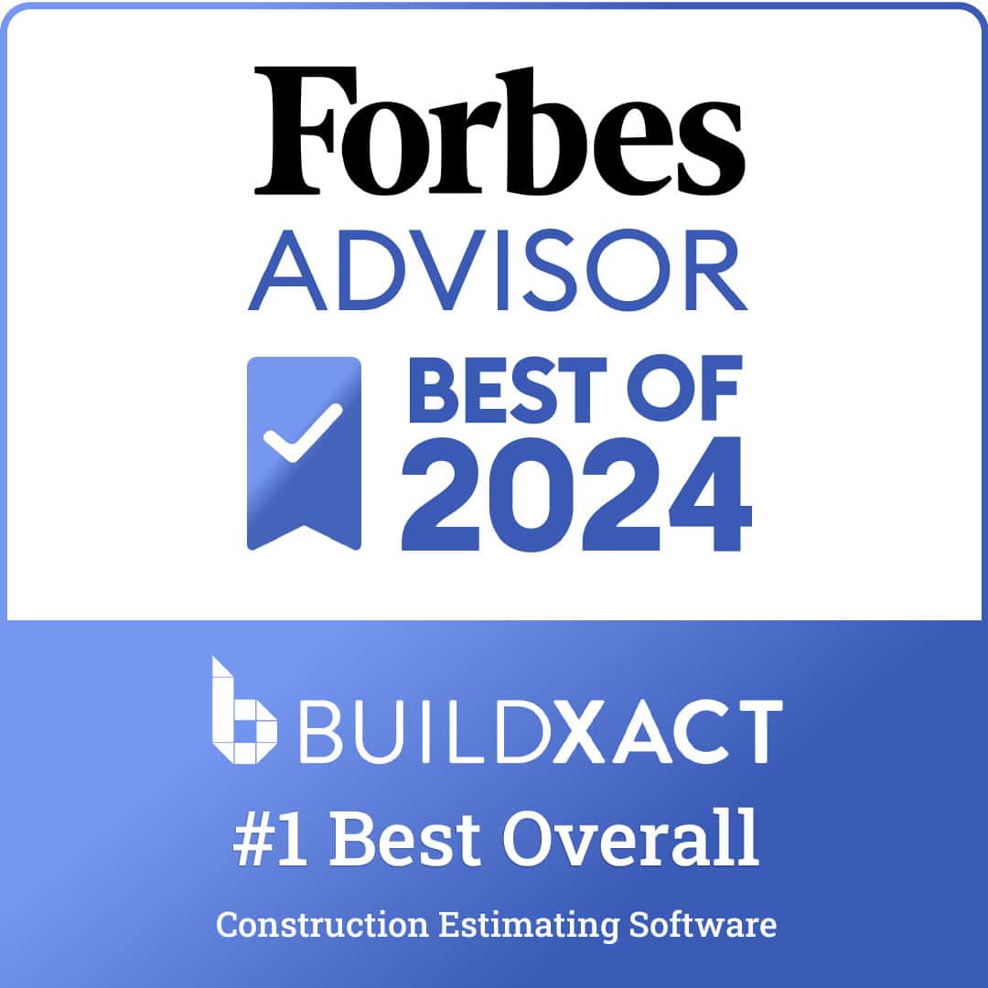 A promotion of Forbes naming Buildxact best overall estimation software