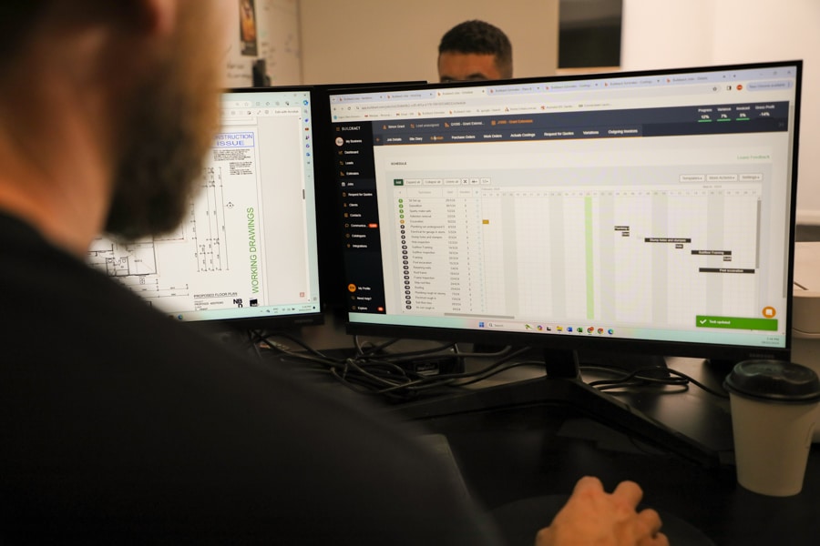 A construction pro checks his job schedule with Buildxact.
