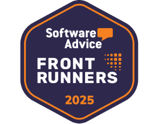 A winner’s badge for Software Advice Front Runners 2025