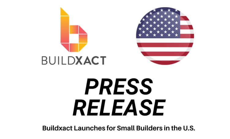 A cover image announcing Buildxact's launch into the United States