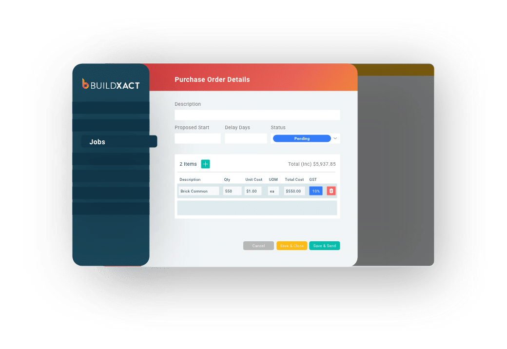 A stylised look at the variations function in Buildxact