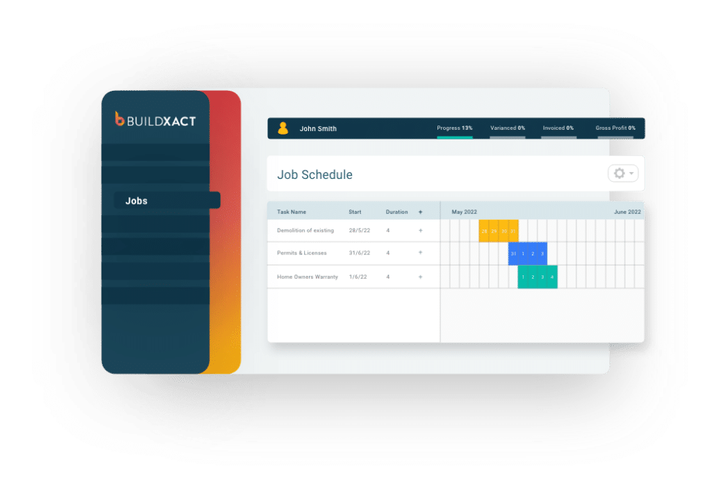 A stylized look at the scheduling feature of Buildxact