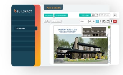 A digital blueprint displayed in Buildxact