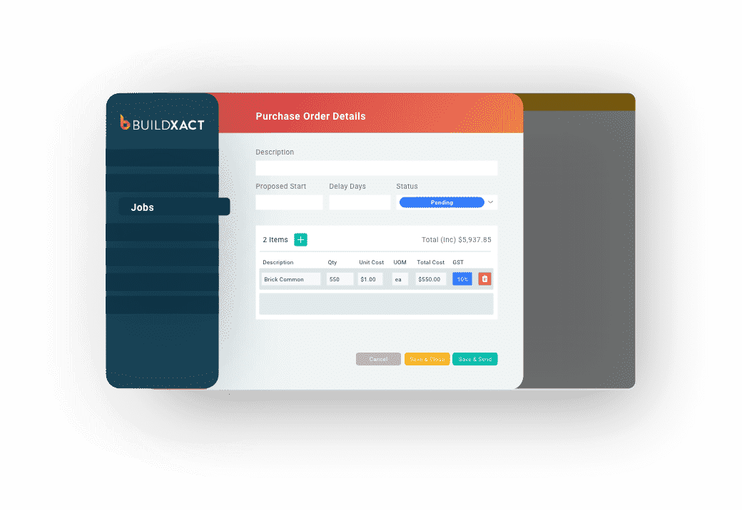 A stylised look at the variations function in Buildxact