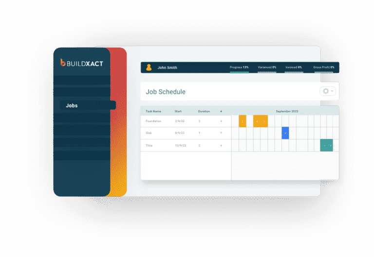 A concept of how a schedule is built using Buildxact