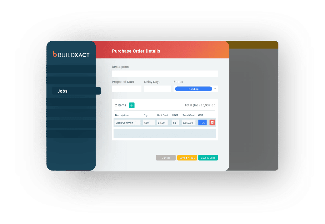 A stylised look at the variations function in Buildxact