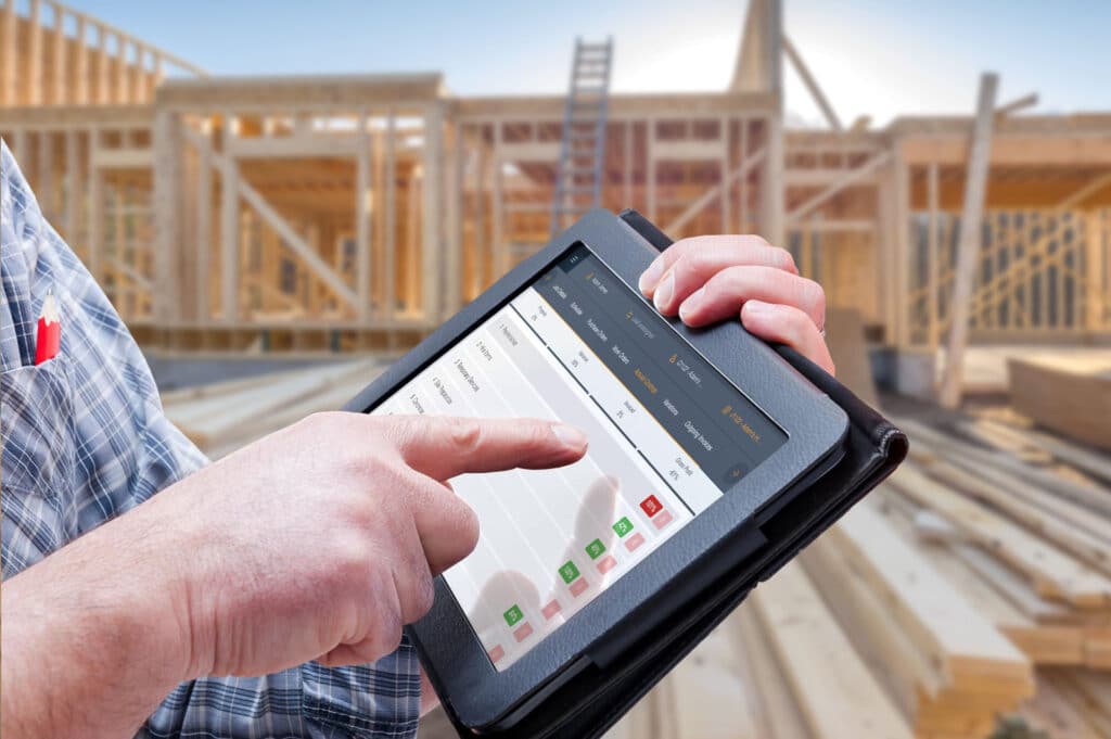 A builder using Buildxact on their tablet