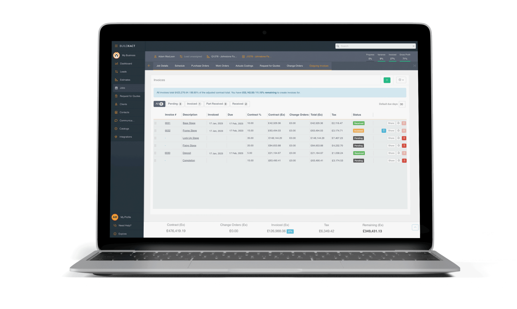 Construction Invoicing Software | Buildxact UK
