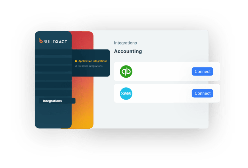 A stylized look at the accounting integration feature in Buildxact