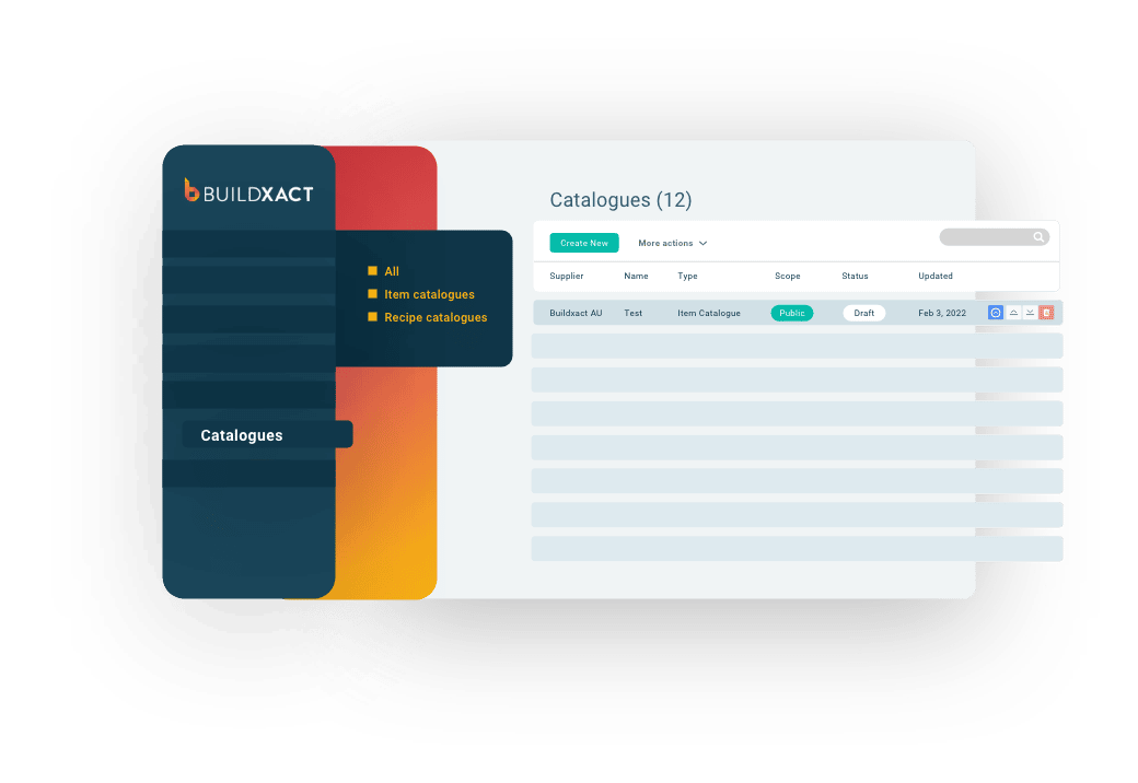 A stylized look at dealer catalogs in Buildxact