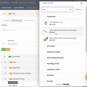 A screenshot of Buildxact's pricing assistant