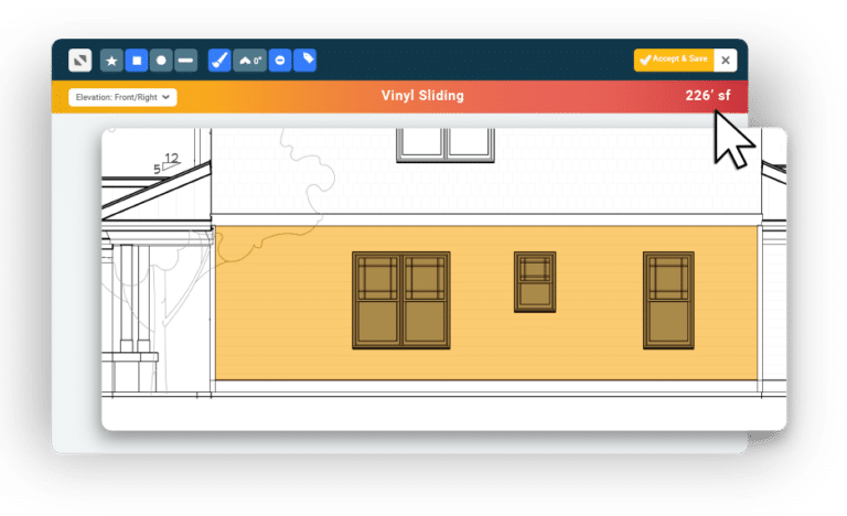 An area measurement using Buildxact's takeoff tool