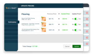 A conceptual graphic showing how live pricing works in Buildxact