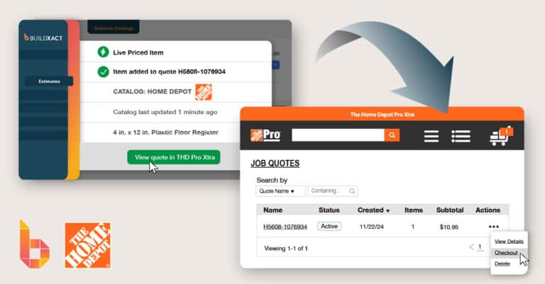 A conceptual image of how quoting Home Depot materials in Buildxact works with AI estimating