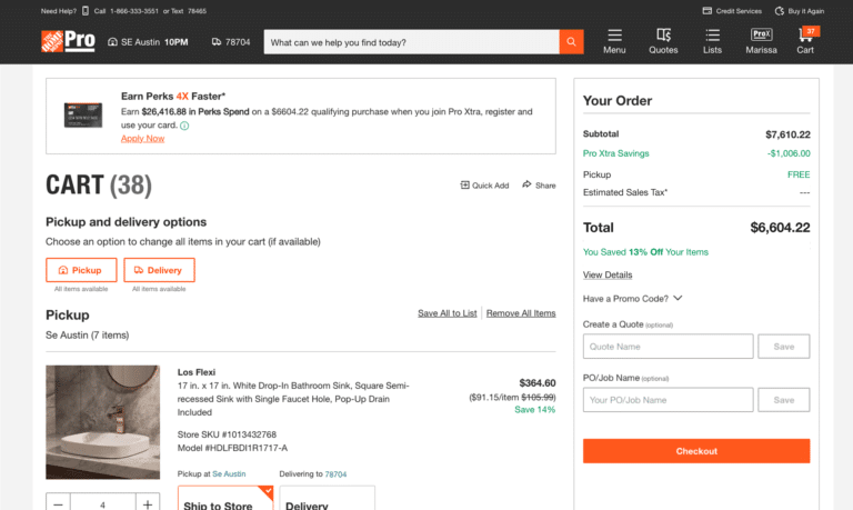 The Home Depot Pro Xtra discount pricing