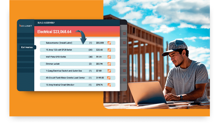 A conceptual image of a builder using Buildxact from the job site.