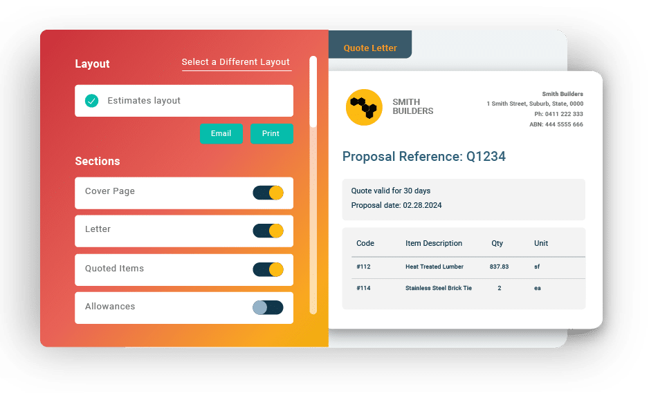 A representation showing how Buildxact generates a customer bid