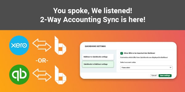 A chart explaining Buildxact’s ability to sync with popular accounting software