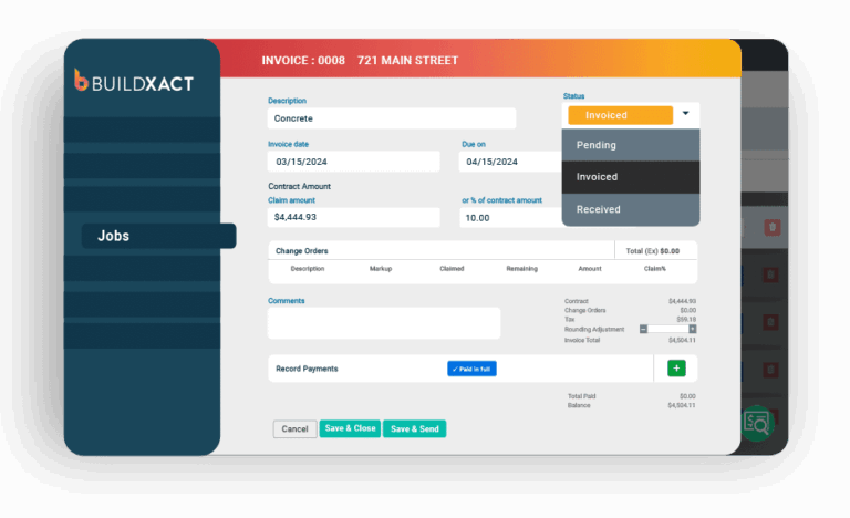 a conceptual image showing how Buildxact works with invoices