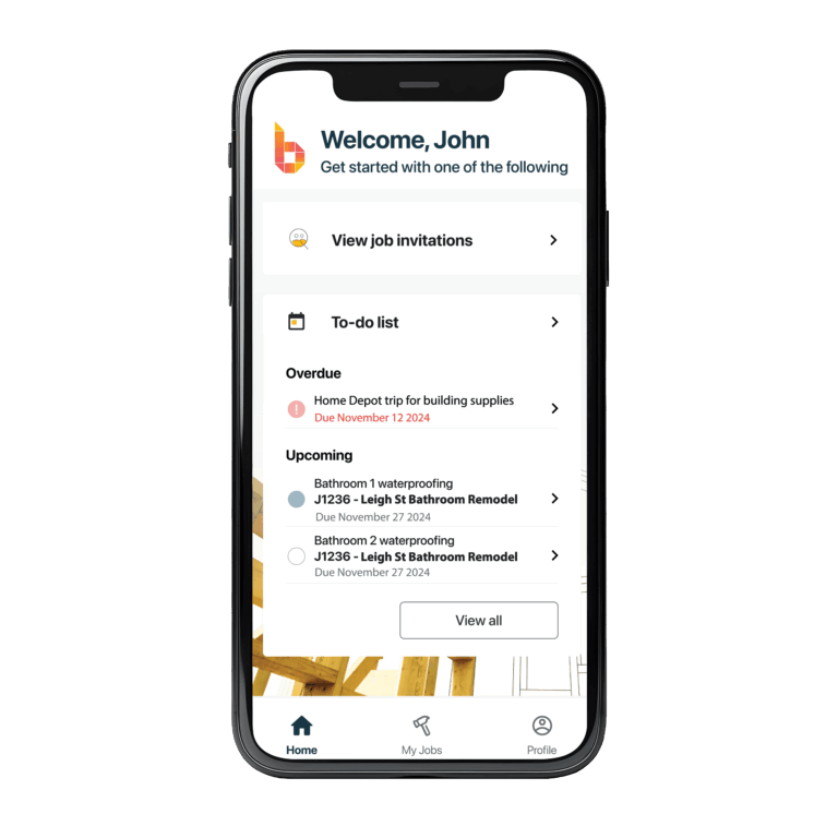 static concept image of Buildxact to-do lists in Onsite mobile app