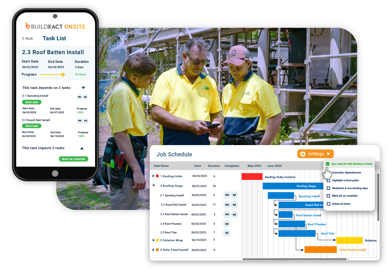 A conceptual view showing how Onsite works with Task Lists
