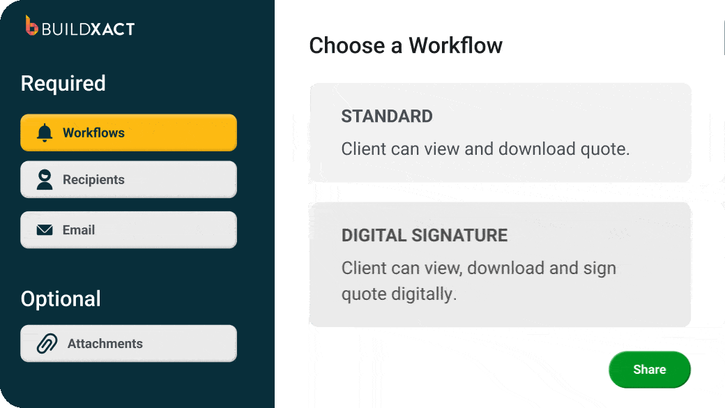 GIF showing Buildxact's digital signature tool